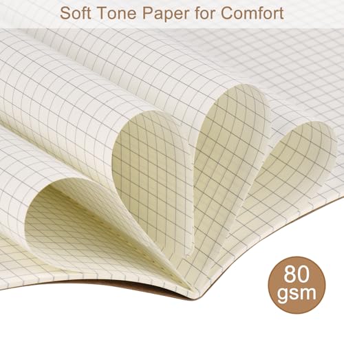 ZCZN 100 Pack A5 Kraft Notebooks Bulk, 8.15x5.5 Inches Graph Paper Journaling Notebooks, Notebooks for Work, Composition Notebooks for School, Journal Notebooks for Office, 60 Pages