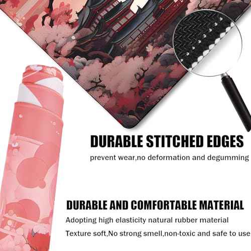 Japanese Large Gaming Mouse Pad with Stitched Edges, 31.5" x 15.7" Large Extended Computer Pad, Mouse Pad Protector with Non-Slip Waterproof Rubber Base for Laptop Office Accessories, Sunset
