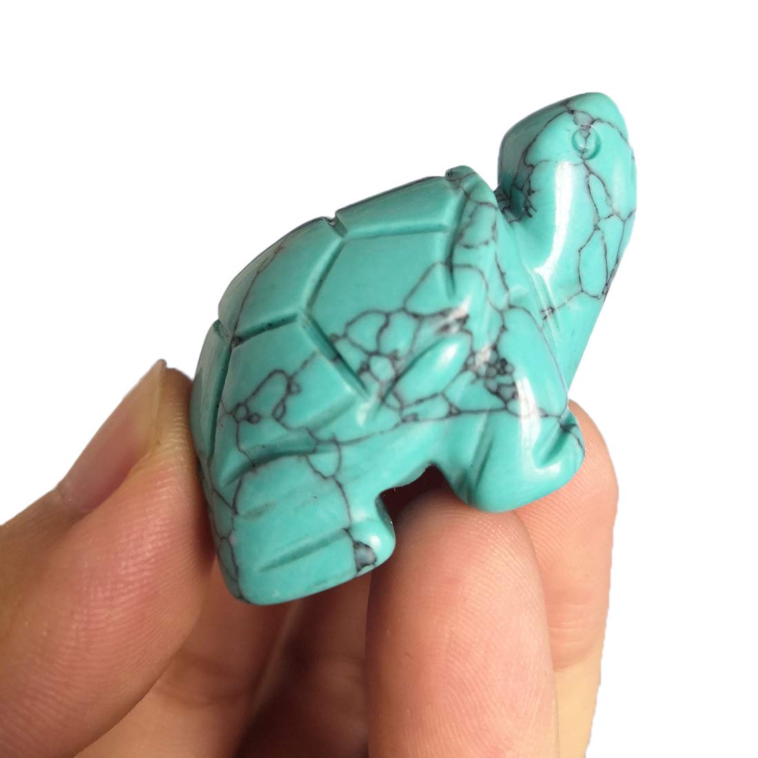 Gemgogo 2 Pcs Synthesis Howlite Turquoise Tortoise Crystals and Healing Stones,Pocket Statue Kitchen Guardian Figurine Decor 1.5 Inches Gemstone
