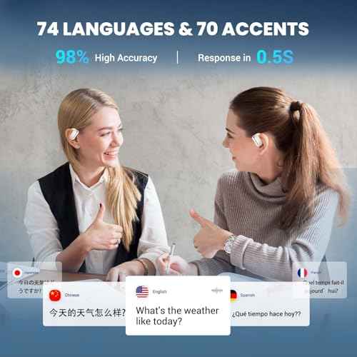 AI Translator Earbuds Translation Earbuds Real-Time 98% Accuracy 0.5s Response |Lifetime Free Offline Translation(8 Languages) & Online Translation(144 Languages) AF56 Beige