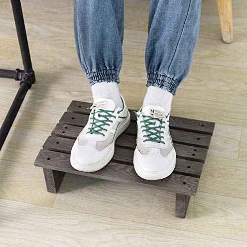 MyGift 15-Inch Vintage Gray Wood Ergonomic Home or Office Under-Desk Footrest Tilted Foot Stool