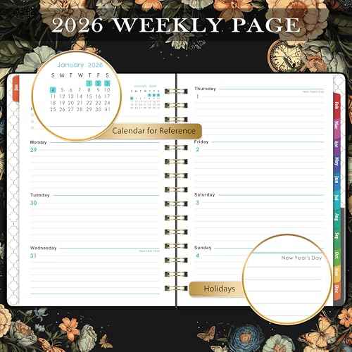 2026 Planner - Planner 2026, Jan 2026 - Dec 2026, 6.4" x 8.5", Weekly and Monthly with Tabs, Back Pocket + Thick Paper - Butterfly