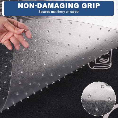 Oroonoko Heavy-Duty Chair Mat for Carpets Extra Thick Office Chair Mat for Desk & Rolling Chairs 48 x 36 Inch Non-Slip Low-Pile Carpet Protector Mat with Grip Spikes Floor Mat for Home Office & Studio