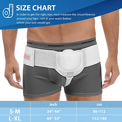 ORTONYX Inguinal Hernia Belt for Men and Women with Removable Compression Pad and Adjustable Waist Strap, Hernia Support Truss for Inguinal, Incisional Hernias, Left/Right Side - White L/XXL