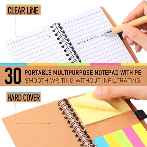 Honoson 30 Set Christmas Employee Appreciation Gift Bulk Thanksgiving Inspirational Notebook with Sticky Note and Motivational Bamboo Ballpoint Pen for Team Staff Cowerker Volunteer Must Have Office