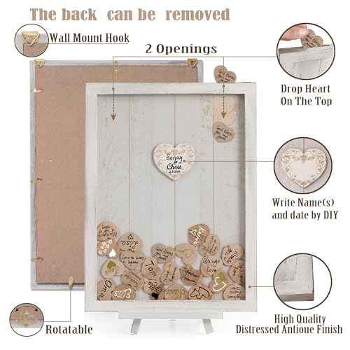 Y&K Homish Wedding Guest Book Alternative Rustic wedding decorations for reception wedding signs Antique White