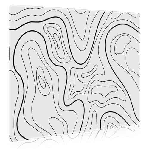 DAWNTREES Glass Gaming Mouse Pad,Accurate and Fast Mouse Tracking,Tempered Glass,Anti-Slip Rubber Base,Large Mouse Mat for Office & Home,XXL 19.69"x15.75" White Topographic