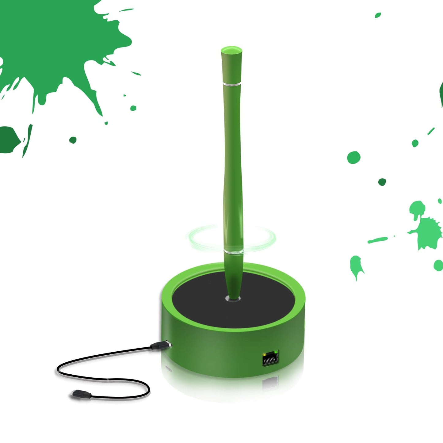 Elenzk Magnetic Floating Ballpoint Pen for Men & Women, Luxury Gift with Dock Base, Fine Point Black Ink Sign Pen, Innovative Desk Gadget, Unique Gift for Business Owner and Christmas (Green)