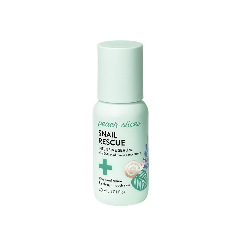 Peach Slices - Snail Rescue Intensive Serum (1.01 oz) - 95% Snail Mucin Concentrate - Reset, Renew & Smooth - Birch Juice, Hyaluronic Acid & Cica - Clean & Cruelty Free - Korean Skin Care & Beauty