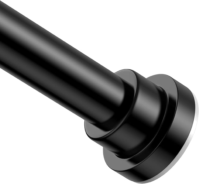 Shower Curtain Rod 31-49 Inch,0.87"Diameter Adjustable Spring Tension Curtain Rods No Drill,Matte Black Shower Tension Rod for Bathroom,Room Divider,Window,Anti-Rust Non-Slip 1-Pack