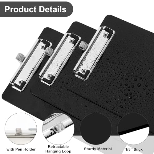 Sabary 48 Pack Bulk Mini Clipboards with Pen Holder Clip Black A5 Memo Clipboard 6x9 Plastic Check Presenters for Restaurants School Office Hotel Shopping List (Pen Not Included)