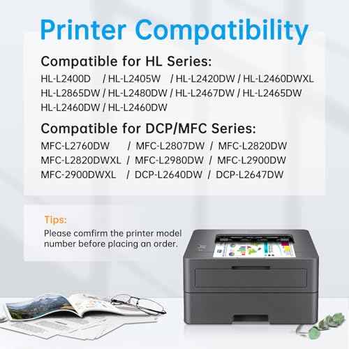 TN830XL Toner Cartridge Replacement for Brother TN830 TN-830 XL Work for HL-L2460DW DCP-L2640DW HL-L2480DW HL-L2400D HL-L2405W MFC-L2820DW MFC-L2900DW Printer (2-Pack)