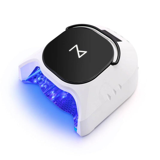 M - GlowPro Professional Hybrid 86W Wireless Rechargeable UV LED Nail Curing Lamp Cordless Nail Dryer for Gel Nails, Manicure, Pedicure (Black & White)