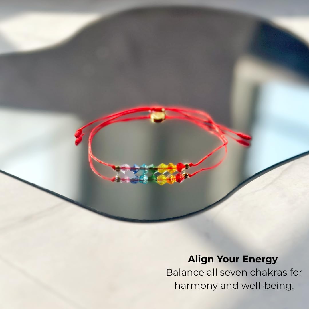 Magic Allure Red String Bracelet – 7 Knot Protection Amulet & Evil Eye Bracelet. Handmade Adjustable. Good Luck Red cord. Waterproof Jewelry. Gift for Men & Women (Chakra-1Unit)