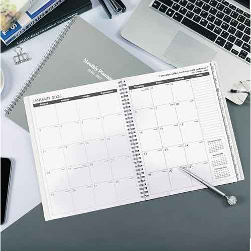 2026-2027 Monthly Planner/Calendar - 2 Year Planner 2026-2027, Monthly Tabs, 9¡¯¡¯ ¡¿ 11¡¯¡¯, Jan 2026 - Dec 2027, Hard Cover, Inner Pocket - Grey