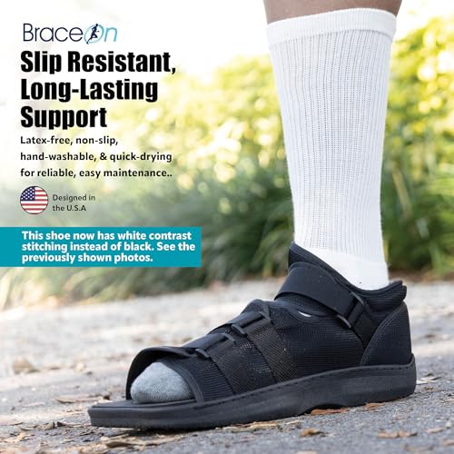 Brace On Post Op Shoe - Orthopedic Shoes for Women & Men, Walking Boot, Ankle Support for Men & Women, Plantar Fasciitis Brace, Medical Boot for Injury (Men, X-Large, Shoe Size 12 and up)
