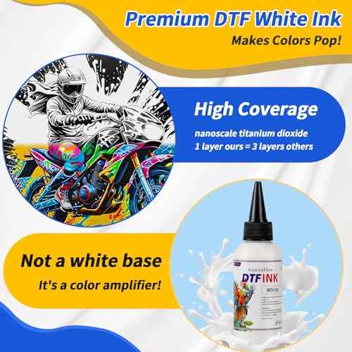 No Sediment DTF White Ink, 500ML White DTF Transfer Ink for PET Film, with Bottle Opener, Anti Clogging Heat Transfer Ink for Epson ET-8550, L1800, L800, R2400, P400, P800, XP15000 (500ml)