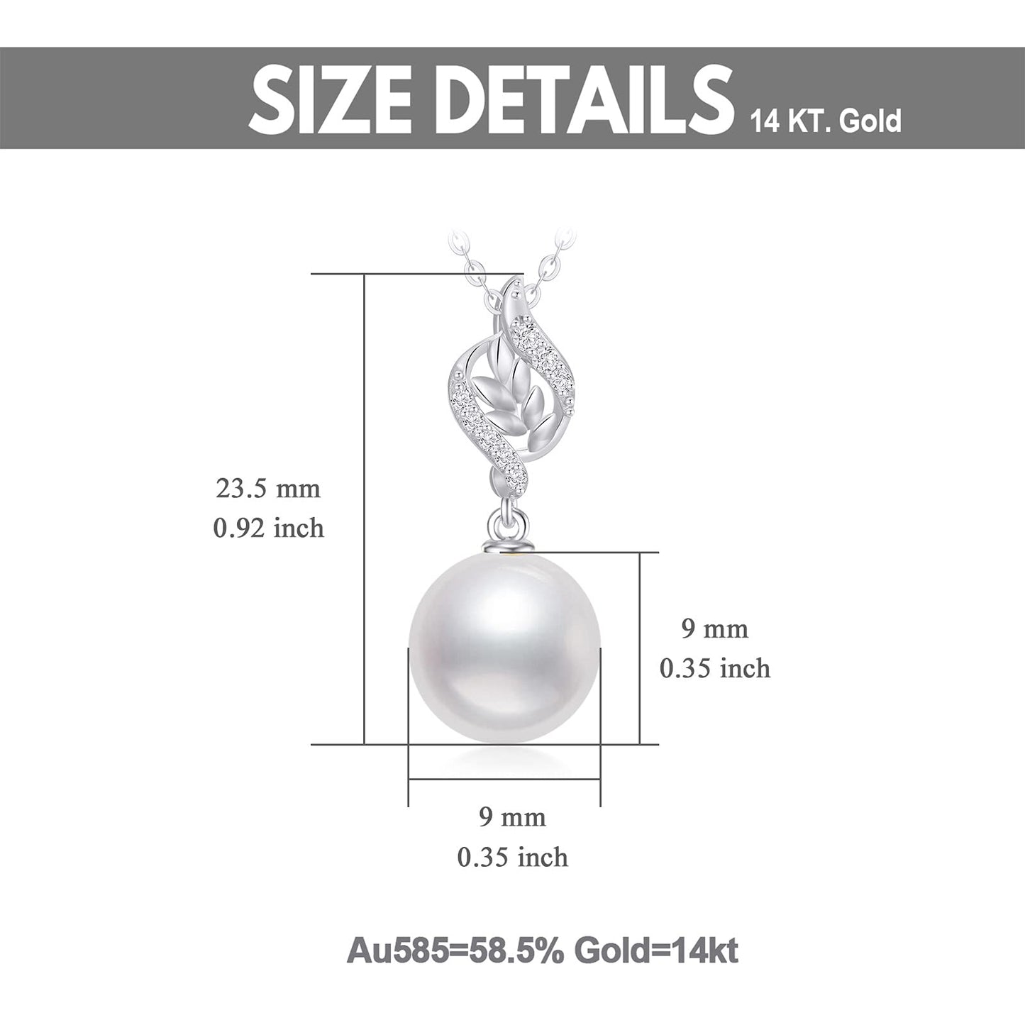 10k White Gold Diamond Pearl Necklace and Earrings Set for Women