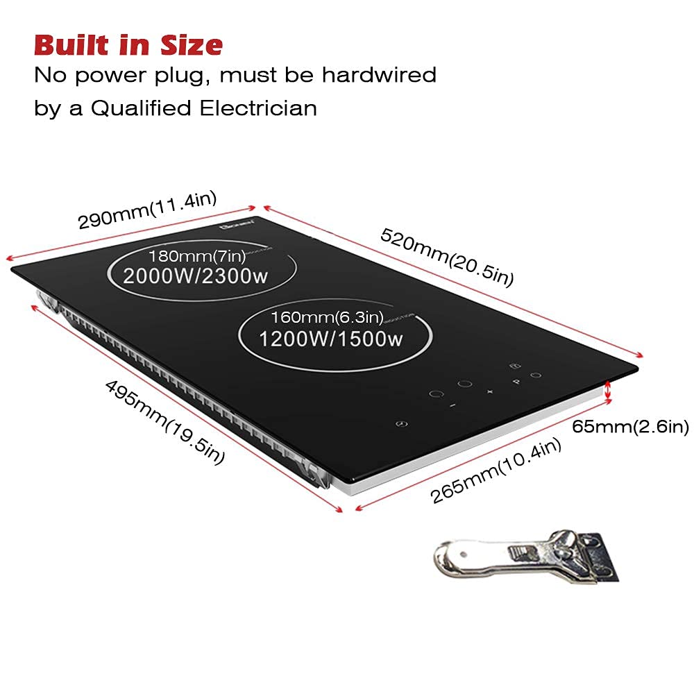 Induction Cooktop 30 Inch,4 Burner Electric Stove with Power Boost Smooth Surface Ceramic Glass,Black,220-240V,Shutdown,Timer,Pause,Child Lock,Drop-in,Hot Plate Cooktop,Electric Induction Burner,7200W