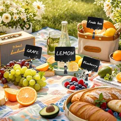 50 Pack Mini Chalkboard Signs with Rotatable Clip, Plastic Double Display Clips for Business Retail Food Clothing Rack Shelf Basket Sign Display (Black)