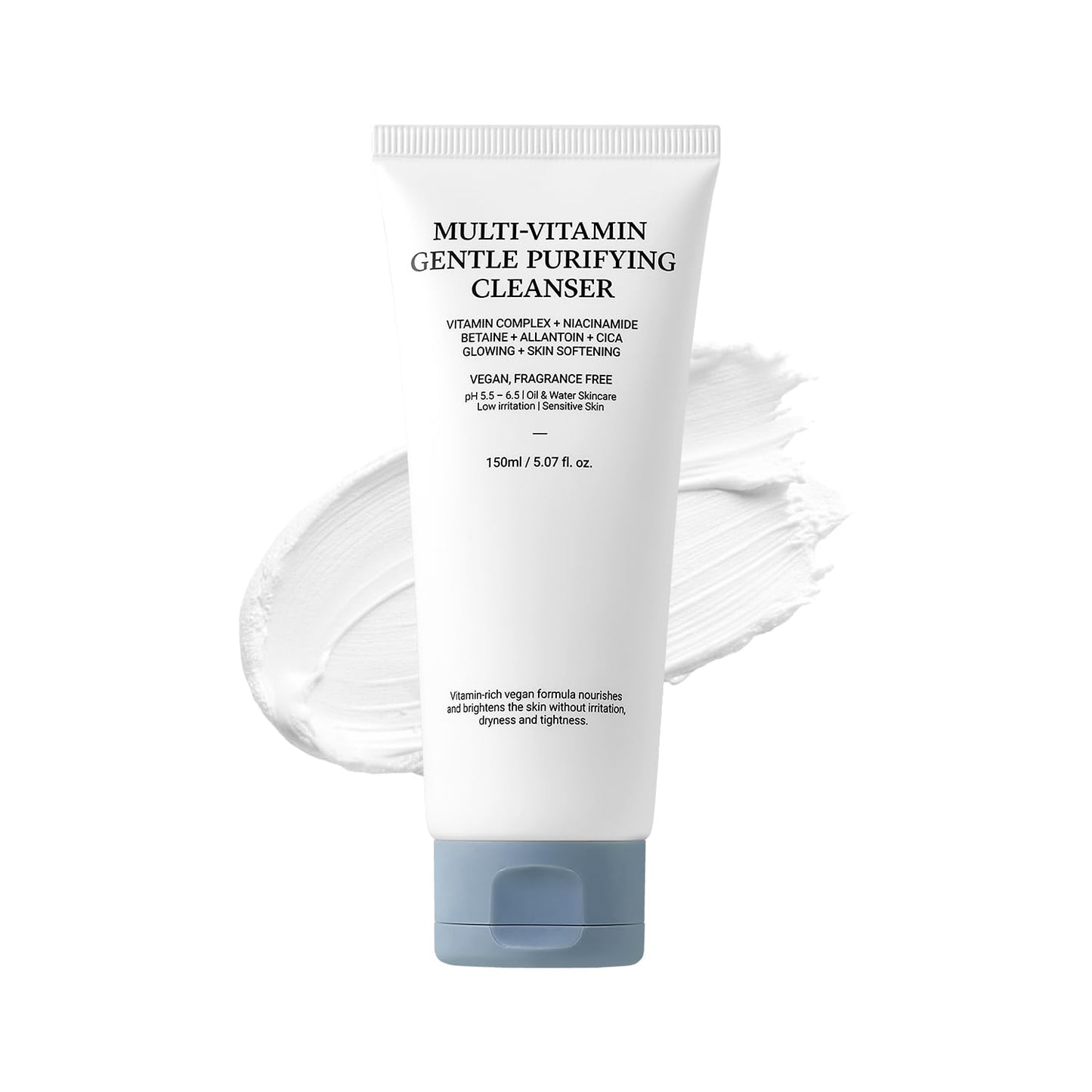 ASNO Multi Vitamin Gentle Purifying Cleanser 150ml – Low pH Vegan Face Wash for Sensitive Skin, Hydrating Deep Cleanse with Fine Bubble, Lemon + Niacinamide + Centella Asiatica, Korean Skincare