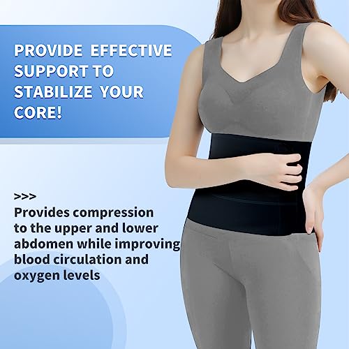Abdominal Binder Post Surgery Belly Band - Elastic Stomach Wrap Tummy Tuck Compression Belt - Breathable, Soft, Skin-friendly - (30" - 45") 3 Panel - 9" BLACK