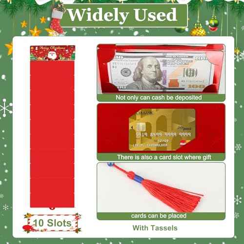 3PCS Upgrade Surprise Card Holder Christmas Cashs Envelope with Money Clip, 2026 New Christmas Cash Gift Envelope, DIY Cash Gift Card Holders Xmas With 10 Slots