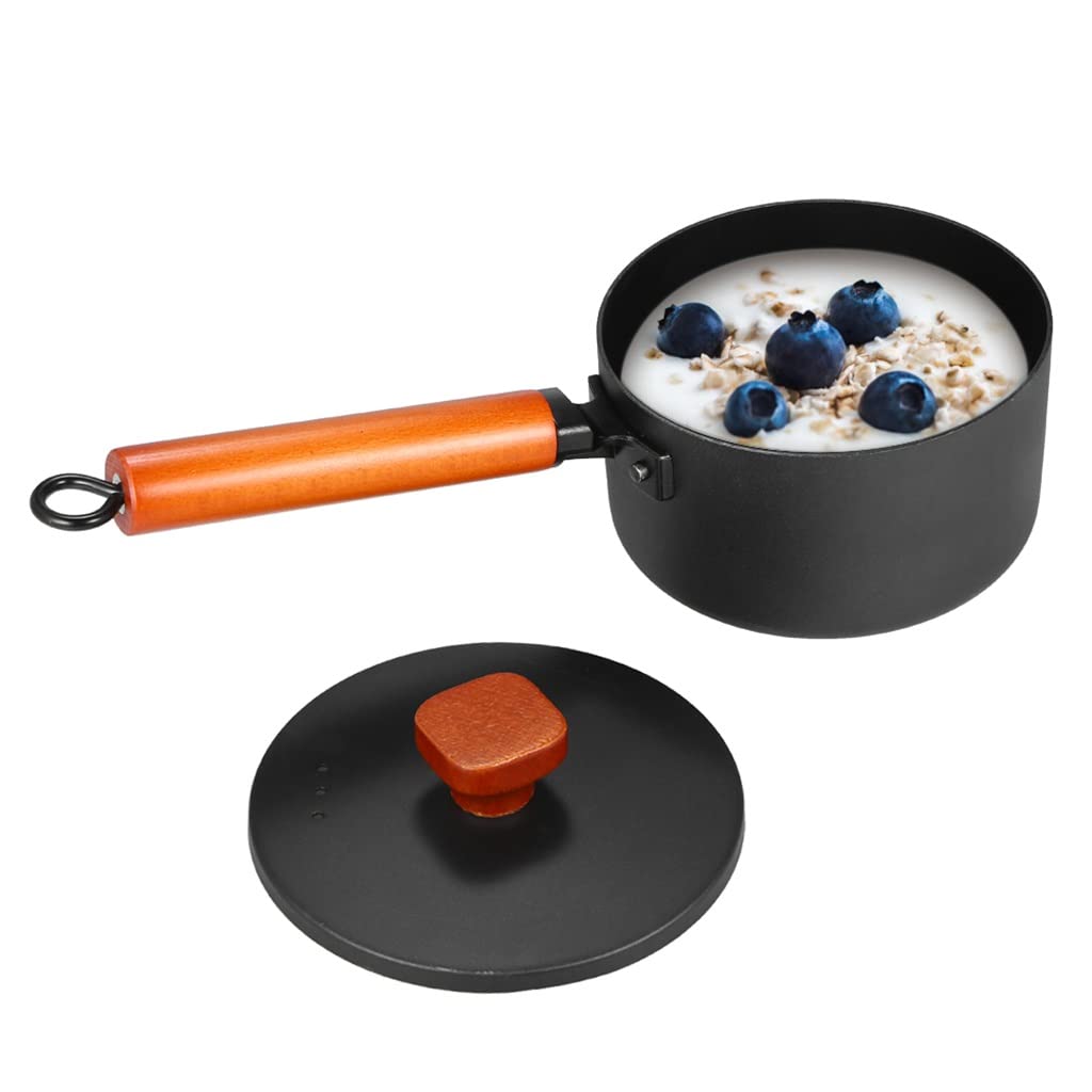 3 Piece Cast Iron Cookware Set Nonstick Iron Pot Soup Milk Frying Pan Kitchen and Pantry Room Cookware (Color : Black, Size Black