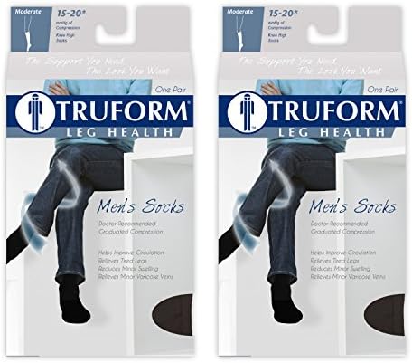 Truform Men's 15-20 mmHg Knee High Cushioned Athletic Support Compression Socks, Tan, Small (Pack of 2)