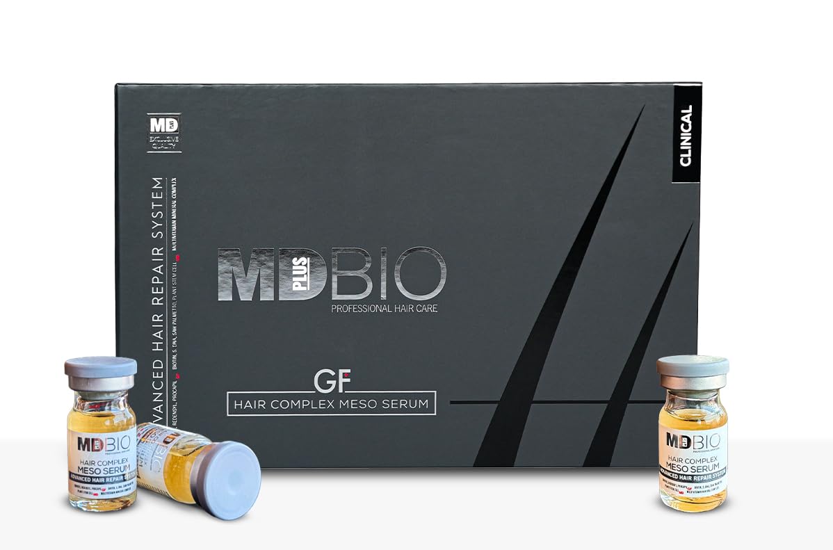 MD PLUS BIO Clinical Hair Regrowth Meso Complex Serum Kit - Strengthens Hair Roots and Promotes Hair Regrowth - Serum Set for Stronger, Thicker & Longer Hair - 10 Pcs 6 ml Vials