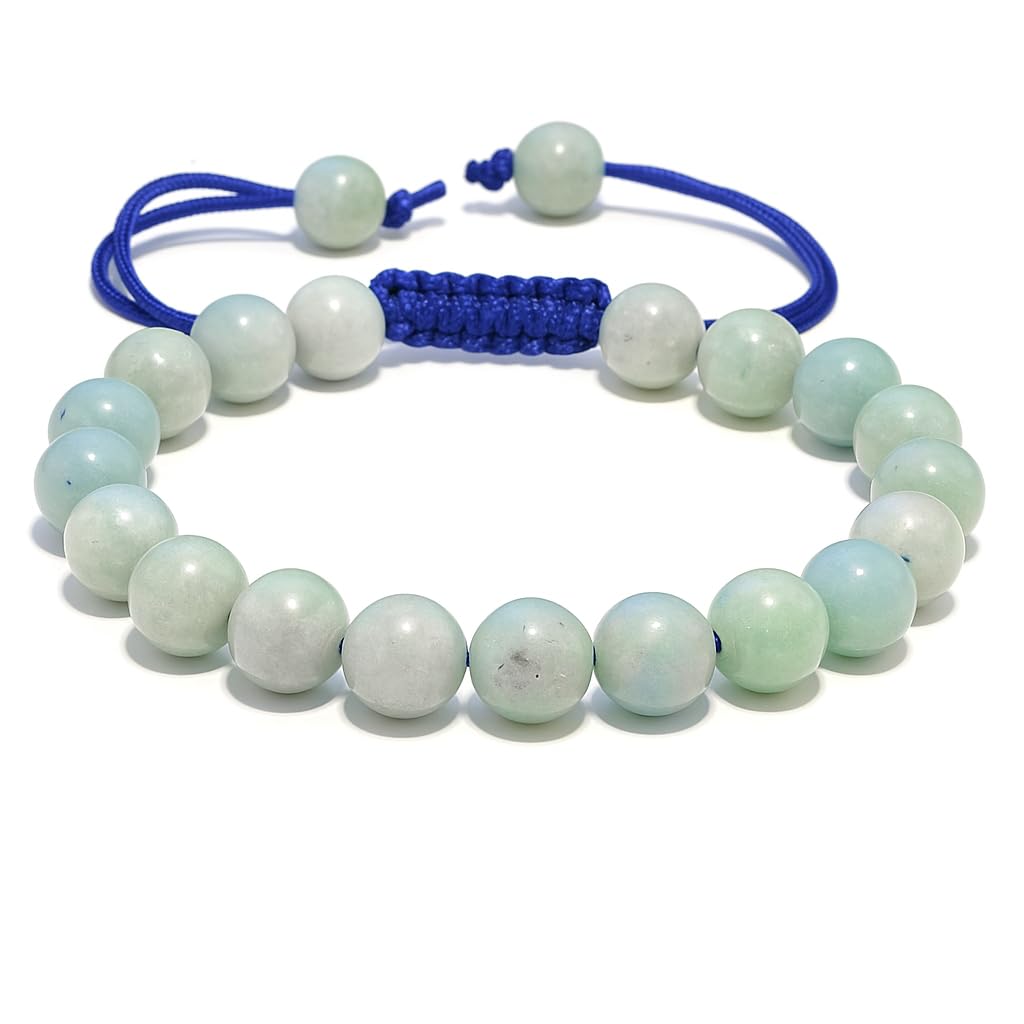 ANAYA AGATE Healing Crystal Bracelet – Chic Gemstone Bracelet for Men and Women – 8mm Round Bead Bracelets for Spiritual Healing, Protection, Positive Energy - Amazonite