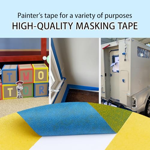 Blue Painters Tape 10rolls,2Inch x 55Yards,Blue Masking Tape,Paint Tape for Wall Painting,DIY Crafts Arts,Painter's,Decoration Labeling,No Residue, Easy Removal