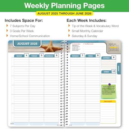 Global Datebooks Dated Middle School or High School Student Planner for Academic Year 2025-2026 Includes Ruler/Bookmark and Planning Stickers (Matrix Style - 5.5"x8.5" - Triple Stripe)