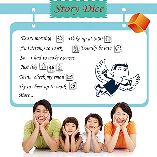 Mbarbs Story Cubes 9 Storytelling Dice Game Bundle 1 min Hourglass Sandglass Creative Telling Game for Kids and Adults - A Happy Trip and Oral Language Dice 54 Images Unlimited Stories