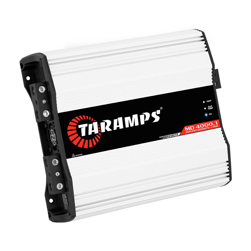Taramps MD 4000.1 1 Ohm Car Audio Amplifier, 4000W RMS Full Range Digital Monoblock Class D Mosfet Amp, Crossover High/Low Pass Filter, Bass Boost, Gain Control LED Power Indicator, High Performance