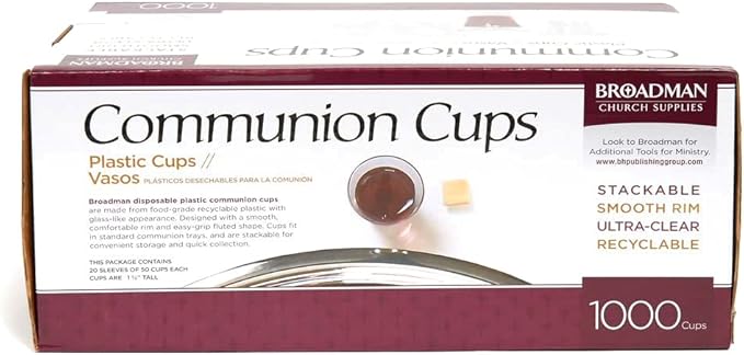 BROADMAN CHURCH SUPPLIES Plastic, Disposable, Recyclable Communion Cups, 1000 Count