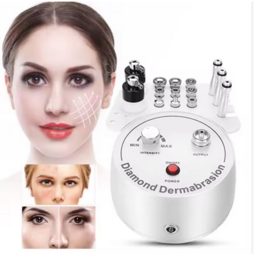 Diamond Microdermabrasion Machine，3 in 1 Demabrasion Facial Peeling with Vacuum Glass Tube Spray Bottle Skin Care Device for Salon Personal Home Use