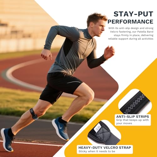 Patellar Tendon Support Strap, Adjustable Knee Support Strap Patella Band for Tendonitis, Sports, Workouts & Daily Knee Pain Relief for Men Women, Standard Fit (Fits Most) M/L, 2 Pack