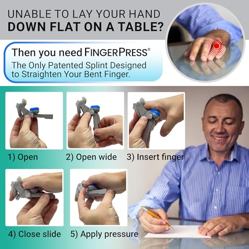 Finger Straightener | PIP Extension Orthosis/Splint For Bent Fingers, PIP Flexion Contractures | Adjustable Joint Stretcher Device | Made in USA | Gray/X-Small