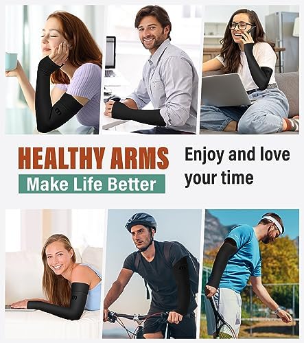 MGANG Lymphedema Compression Arm Sleeve with Gauntlet for Women Men, Opaque, 20-30 mmHg Medical Graduated Compression Full Arm Support, Thumb Lymph Edema Arm Sleeve, Pain Relief, Arthritis, Black XL