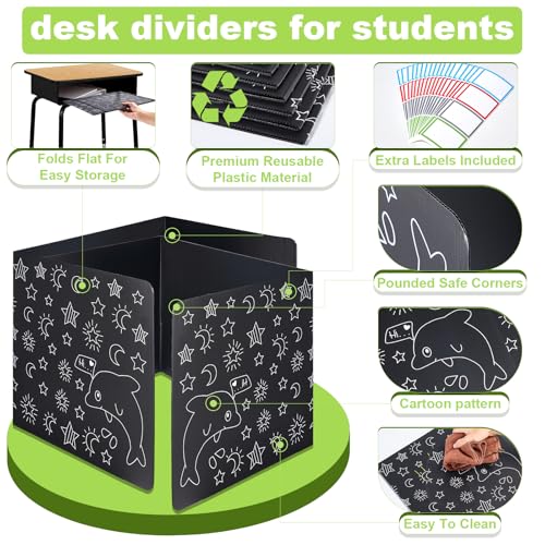 16 Pack Privacy Folders for Students - Durable & Waterproof Desk Dividers for Students,School Supplies for Teachers,Classroom Furniture,Easy to Clean Testing Dividers for Classroom,Dolphins