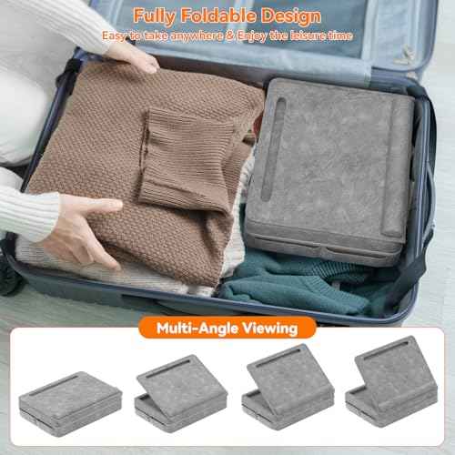 KDD Laptop Lap Desk with Cushion, Laptop Table with Storage for Bed & Sofa, Adjustable Lap Pillow Stand with Anti-Slip Strip & Cell Phone/Tablet Slot for Home Office College