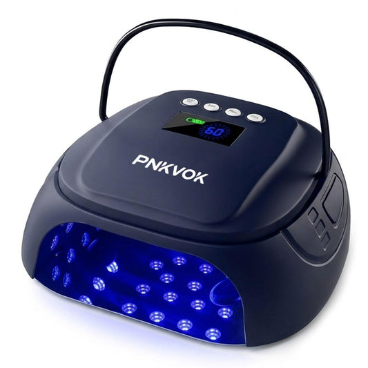 PNKVOK 126W Rechargeable UV LED Nail Lamp, Nail Dryer for Gel Polish UV Light for Nails Handle and Foot Rest, Fast Curing Gel Nail Dryer with 4 Timers for Salon and Home (Black)
