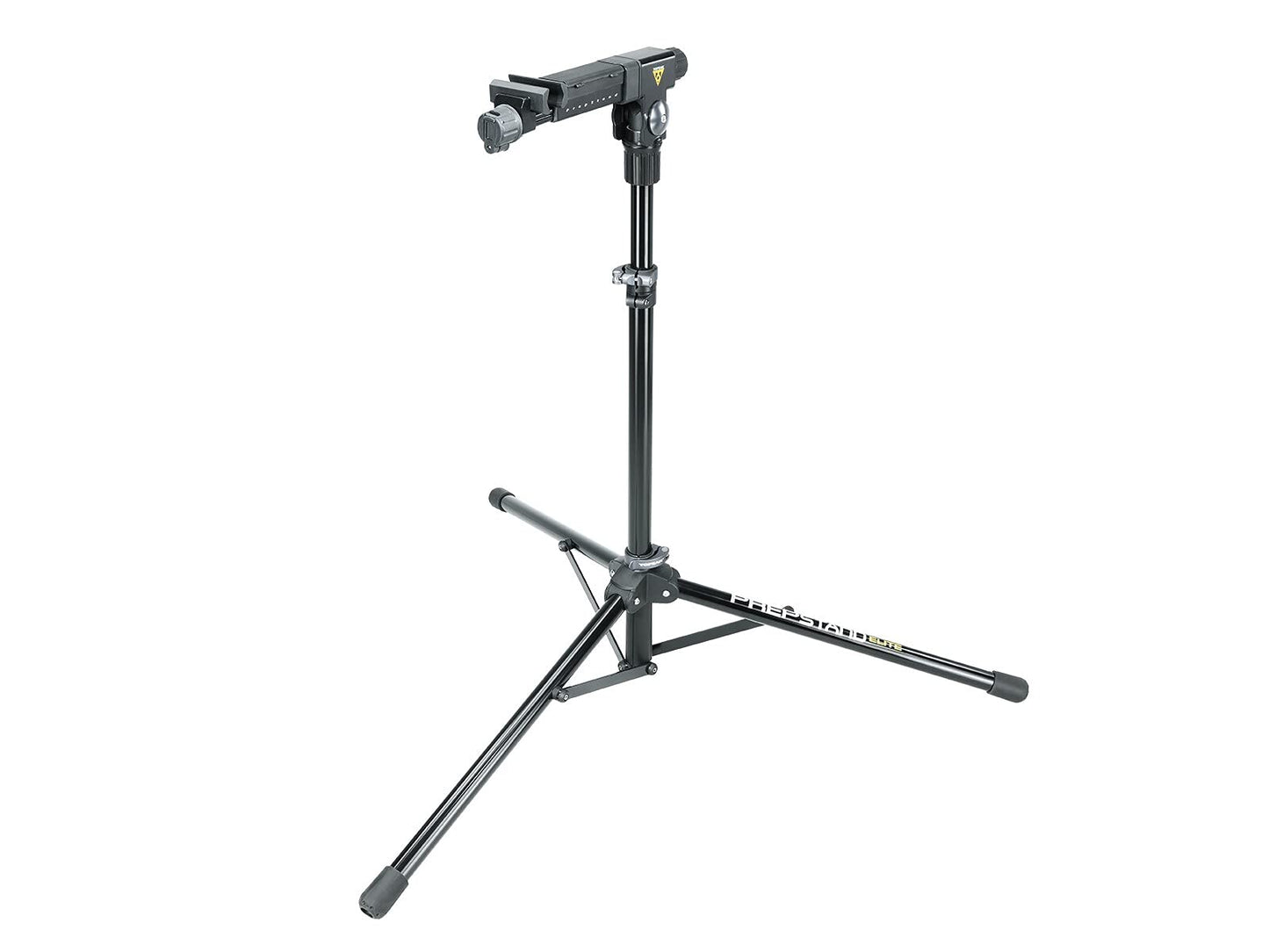 Topeak PrepStand Elite Bike Repair Stand – Professional Folding Workstand with Small Parts Bin | 360° Rotating Clamp, Stable Tripod Base, 55 lb Capacity