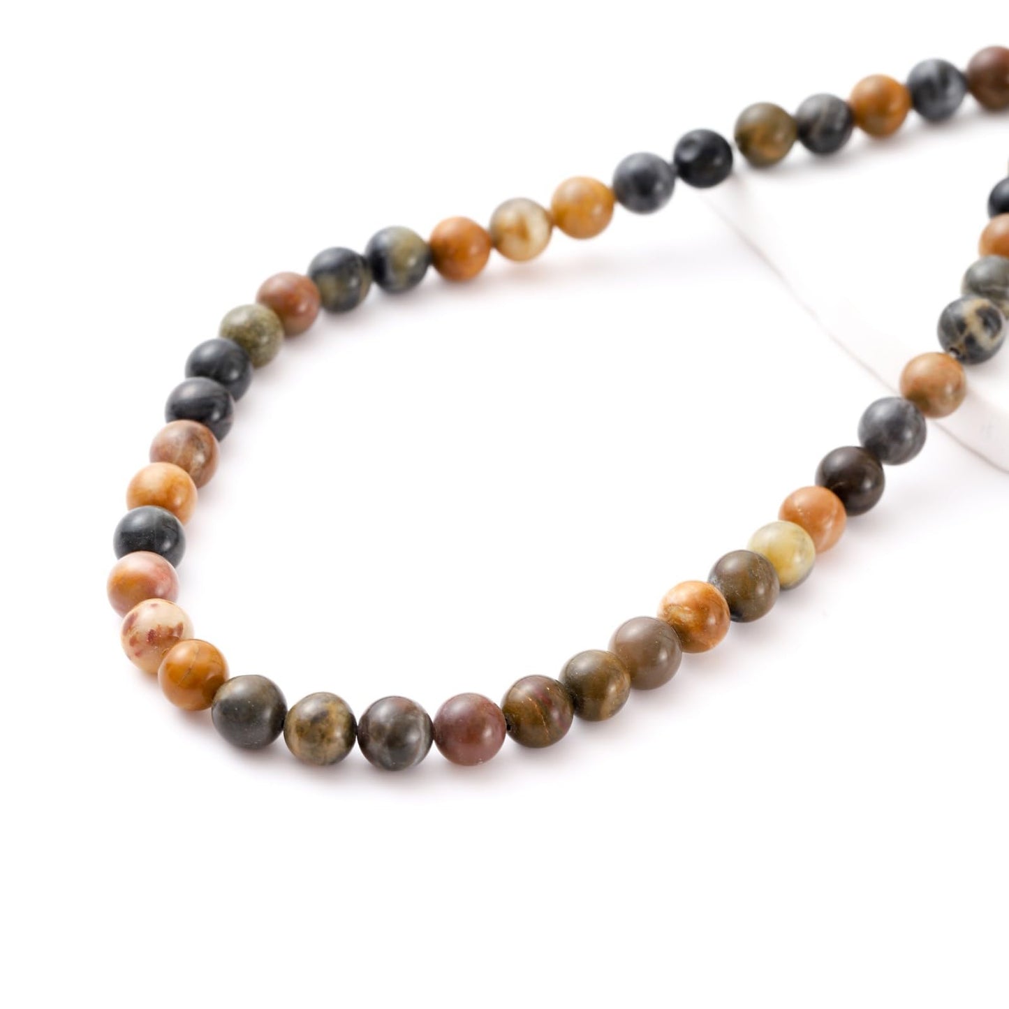 8mm 45pcs DIY Natural Petrified Wood Stone Beads Round Healing Crystal Gemstone Loose Beads for Jewelry Making Handmade Bracelet Necklace