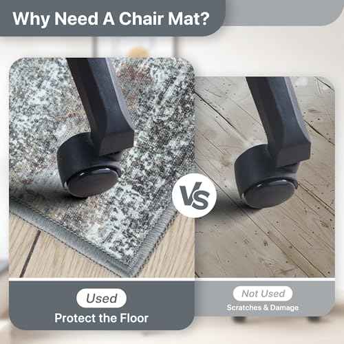 Office Chair Mat for Hardwood Tile Floor, Abstract 48"X 72" Desk Mats for Office Chair on Rolling Chairs Carpet, Desk Anti-Slip 1/5" Thick Rug for Computer Chair, Thin Low-Pile Floor Mat, Dark Gray