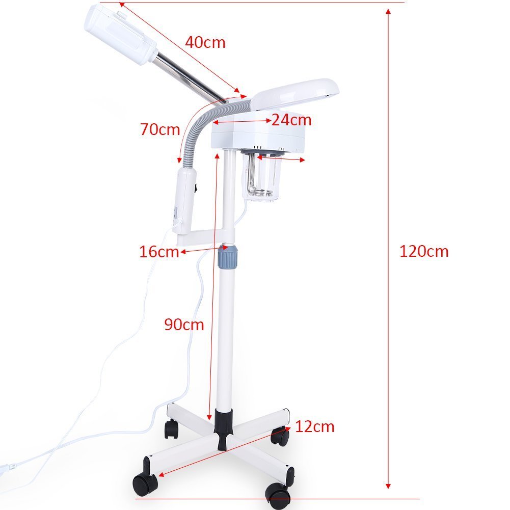 Magnifier Floor Light, 2 in 1 LED Cold Light Steamer with 5X Magnifying Lamp Machine for Home Salon Spa Ionic Skin Care