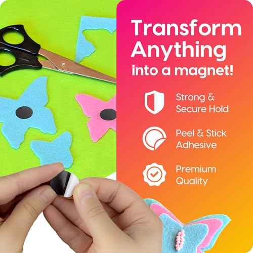 Hygloss 100 Pcs Magnetic Dots with Adhesive Backing ? 3/4-Inch Round Sticky Magnet Dots ? Small Magnets for Crafts ? Thin Flat Circle Magnetic Stickers for Fridge, Classroom, Whiteboard, Pictures