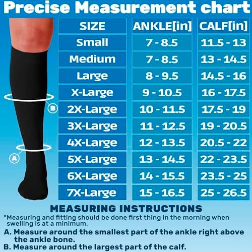 ABSOLUTE SUPPORT (3 Pairs) Plus Size Graduated Support Opaque Compression Knee High Socks for Women and Men 20-30mmHg - For Swelling, Achilles Tendon, Thrombosis - Black, 7X-Large - A501BL10-3
