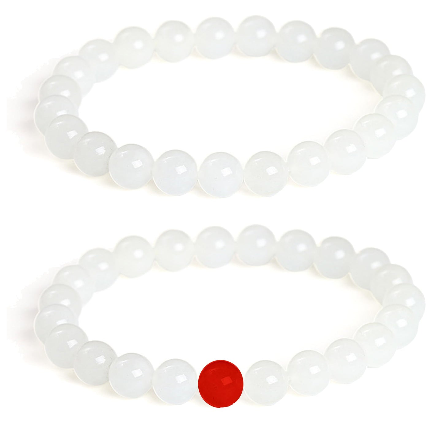 Cryhand White Jade Bracelets For Men Protection Healing Crystal Bracelet For Women Spiritual Charms Stretchy 8mm Beaded Lucky Handmade Anxiety Braceletss